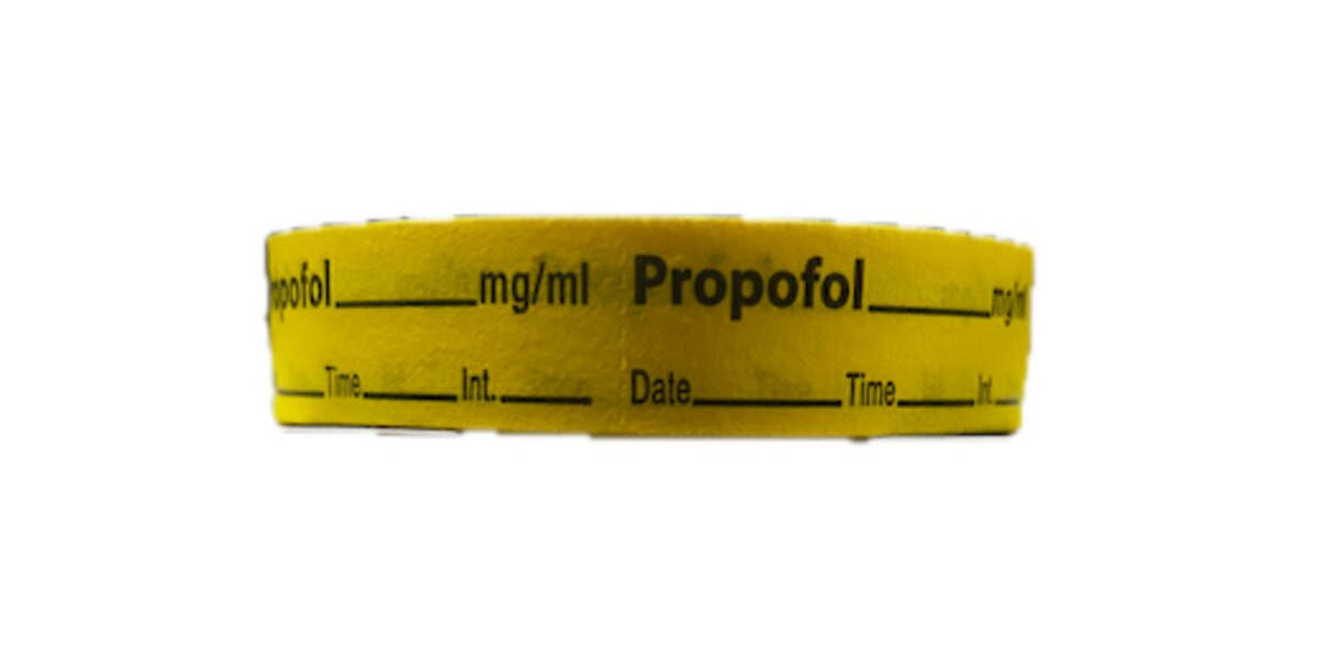 PDC Propofol Anesthesia Tape, Yellow, 333 Labels/Roll